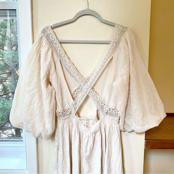NWT Free People X's and O's Midi Maxi Dress Lace Tiered Ruffle Summer Cream XL - Picture 6 of 11
